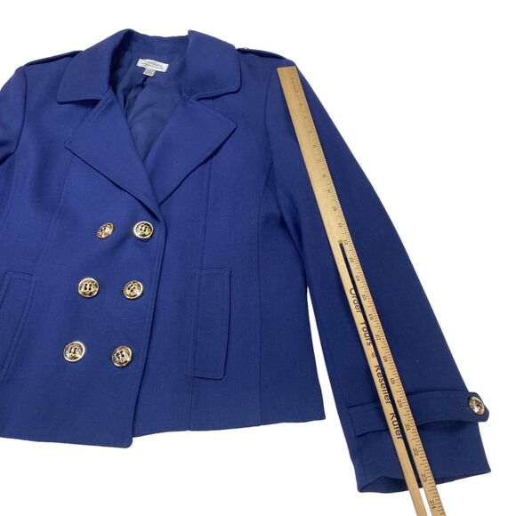 Tahari by Arthur S. Levine Peacoat Jacket Women's Size 16 Blue Double Breasted - Picture 4 of 16